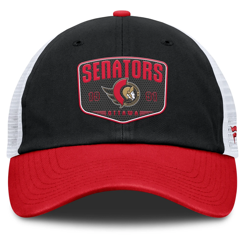 Men's Fanatics Black/Red Ottawa Senators One-Timer Meshback Adjustable Hat