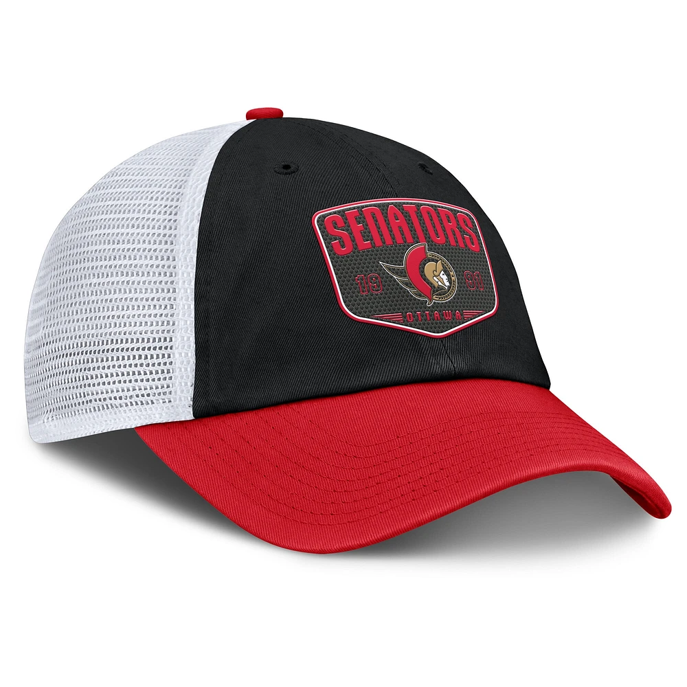 Men's Fanatics Black/Red Ottawa Senators One-Timer Meshback Adjustable Hat