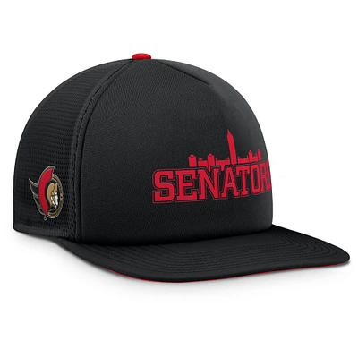 Casquette Snapback authentique Pro Rink des Sénateurs d'Ottawa Fanatics pour hommes, noire