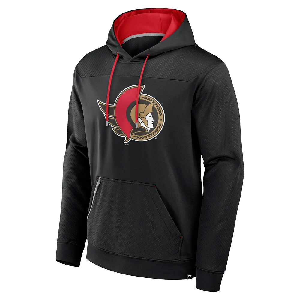 Men's Fanatics  Black Ottawa Senators Defender Pullover Hoodie