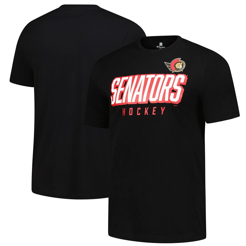 T-shirt noir Fanatics pour hommes des Sénateurs d'Ottawa