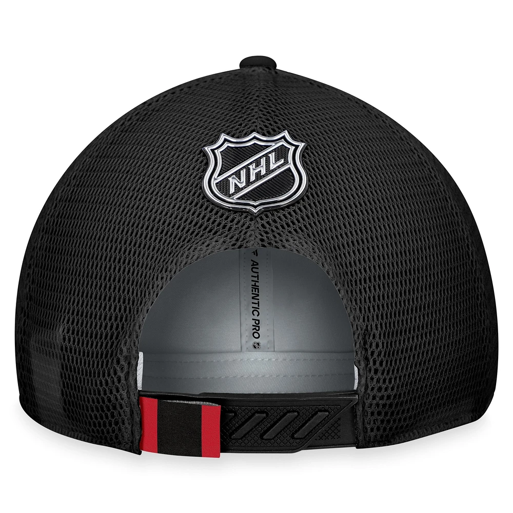 Men's Fanatics  Gray/Black Ottawa Senators Authentic Pro Home Ice Trucker Adjustable Hat