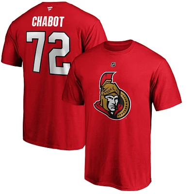 Men's Fanatics Thomas Chabot Red Ottawa Senators Logo Authentic Stack Name and Number - T-Shirt