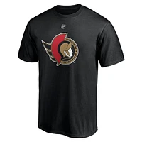 Men's Fanatics Tim Stutzle Black Ottawa Senators Authentic Stack Name & Number T-Shirt