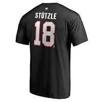 Men's Fanatics Tim Stutzle Black Ottawa Senators Authentic Stack Name & Number T-Shirt