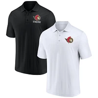 Ensemble polo Fanatics pour hommes, blanc/noir, Sénateurs d'Ottawa