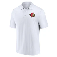 Ensemble polo Fanatics pour hommes, blanc/noir, Sénateurs d'Ottawa