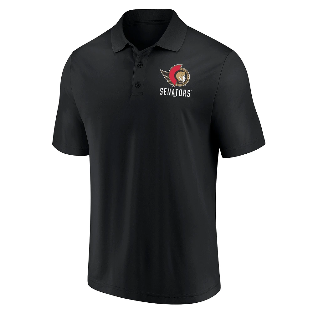 Ensemble polo Fanatics pour hommes, blanc/noir, Sénateurs d'Ottawa