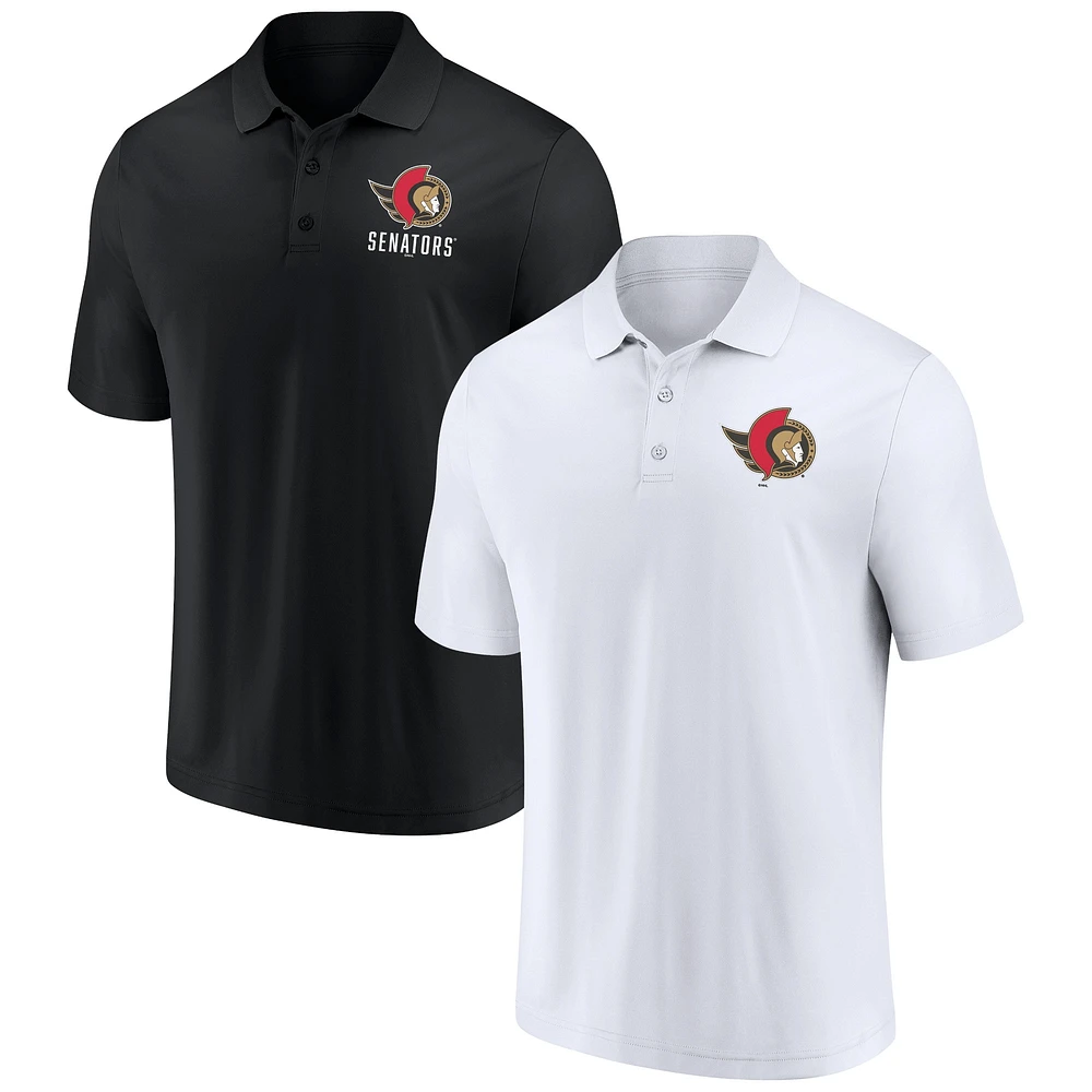 Ensemble polo Fanatics pour hommes, blanc/noir, Sénateurs d'Ottawa
