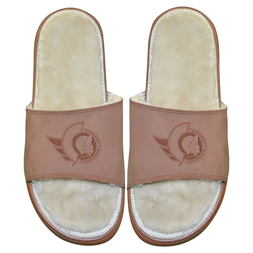Men's ISlide Ottawa Senators Nubuck Fur Primary Logo Sandals