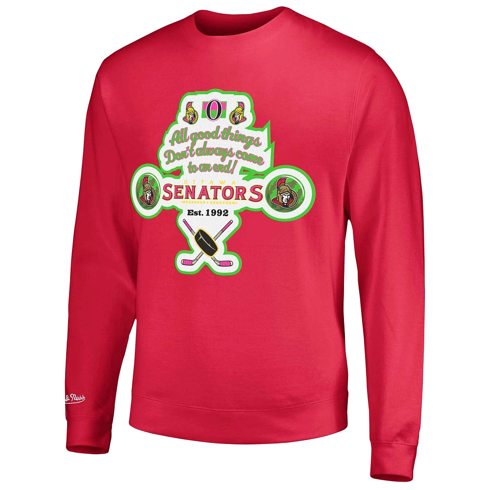 Chandail à enfiler rose pour homme Mitchell & Ness Ottawa Senators Watermelon Sugar High