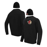 Coffret cadeau pull-over et bonnet en tricot à revers Pro Standard pour hommes, noir, Sénateurs d'Ottawa
