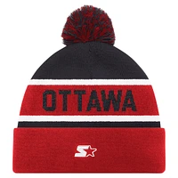 Men's Starter Black Ottawa Senators Cuffed Knit Hat with Pom