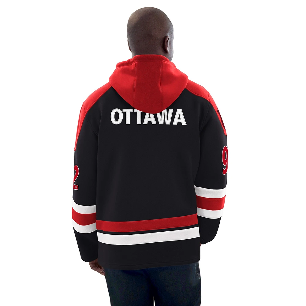 Men's Starter  Black Ottawa Senators Sweeper Fashion Jersey Pullover Sweatshirt