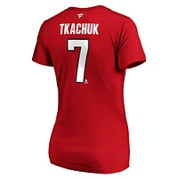 Women's Fanatics Brady Tkachuk Red Ottawa Senators Authentic Stack Name & Number V-Neck T-Shirt