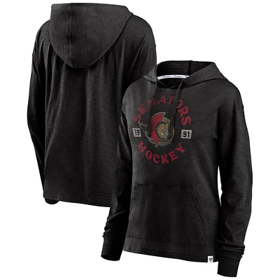 Sweat à capuche True Classic pour femme Fanatics Heather Black des Sénateurs d'Ottawa