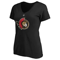 Women's Fanatics Thomas Chabot Black Ottawa Senators - Authentic Stack Name & Number V-Neck T-Shirt