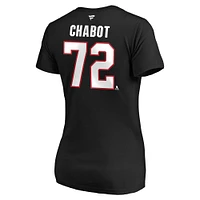 Women's Fanatics Thomas Chabot Black Ottawa Senators - Authentic Stack Name & Number V-Neck T-Shirt