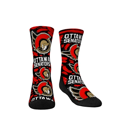 Chaussettes Rock Em pour jeunes Chaussettes à logo et peinture des Sénateurs d'Ottawa