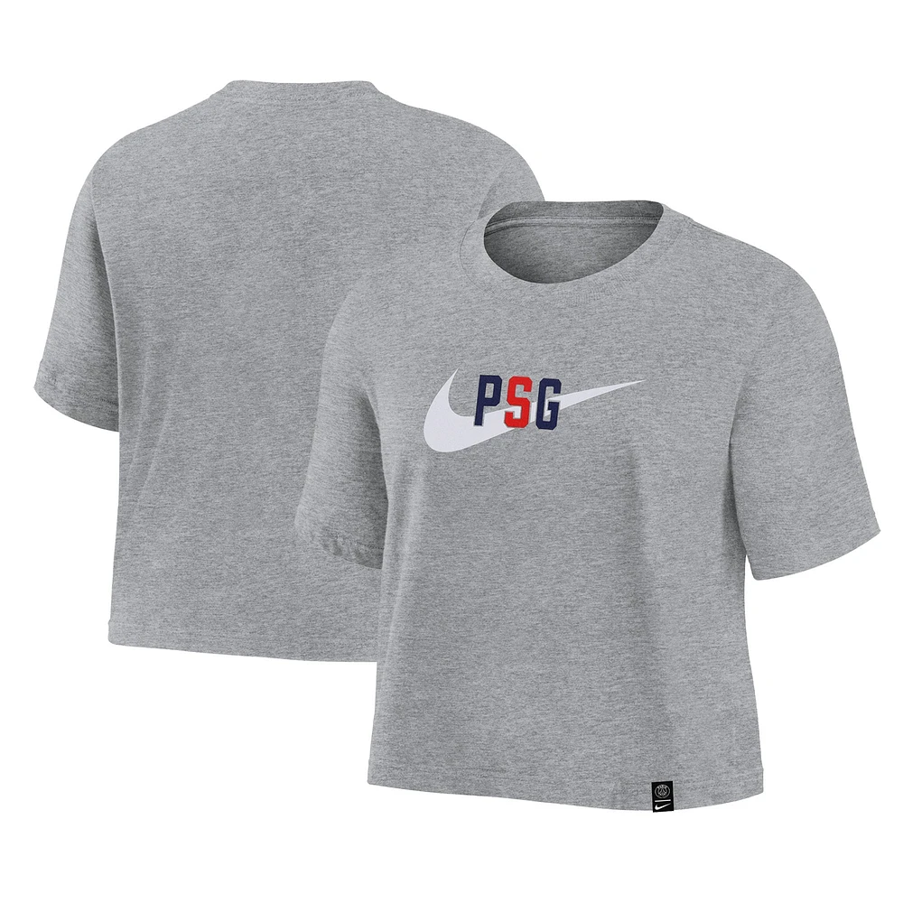 Women's Paris Saint-Germain Nike Heather Gray Swoosh T-Shirt