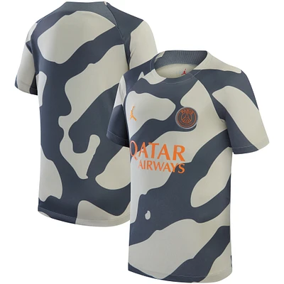 Haut d'avant-match Jordan Brand gris Paris Saint-Germain 2023/24 Academy Pro Performance pour enfant