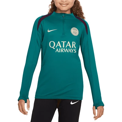 Haut d'entraînement performant à manches longues et zip quart de Nike Sarcelle Paris Saint-Germain 2024/25 Strike Drill pour jeune