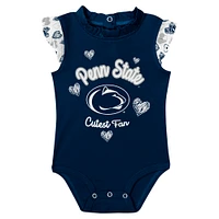 Girls Newborn Navy Penn State Nittany Lions Happy Hearts  2-Pack Bodysuit Set