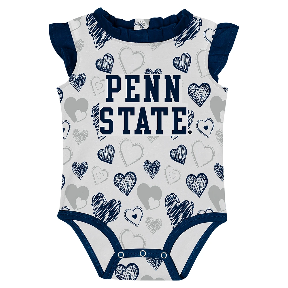 Girls Newborn Navy Penn State Nittany Lions Happy Hearts  2-Pack Bodysuit Set