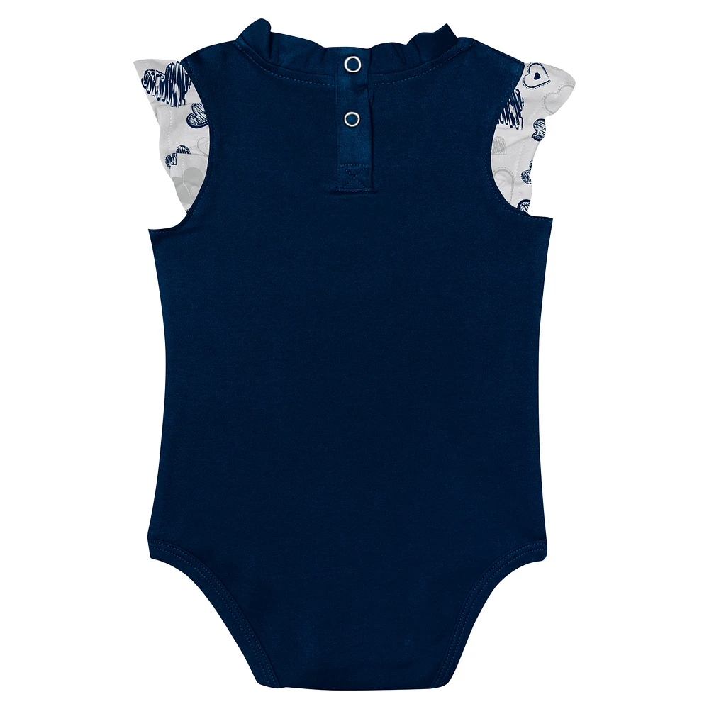 Girls Newborn Navy Penn State Nittany Lions Happy Hearts  2-Pack Bodysuit Set