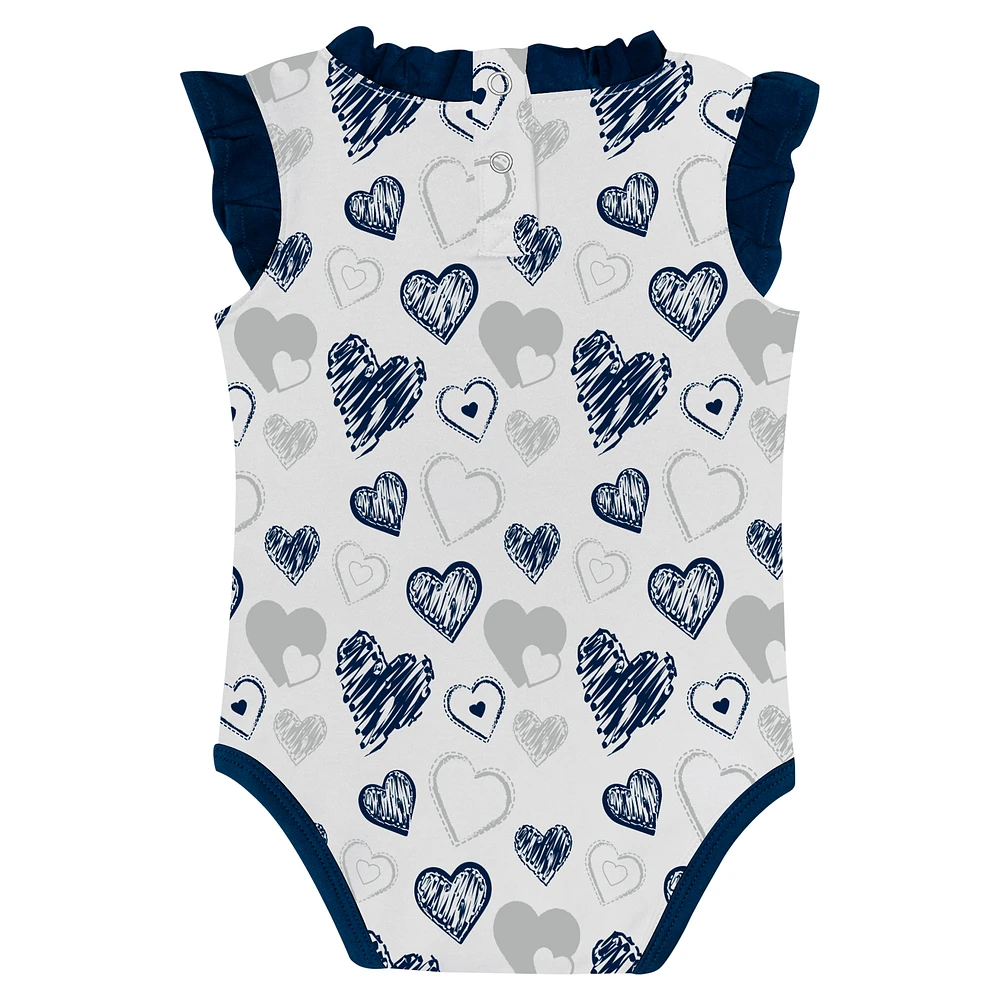 Girls Newborn Navy Penn State Nittany Lions Happy Hearts  2-Pack Bodysuit Set
