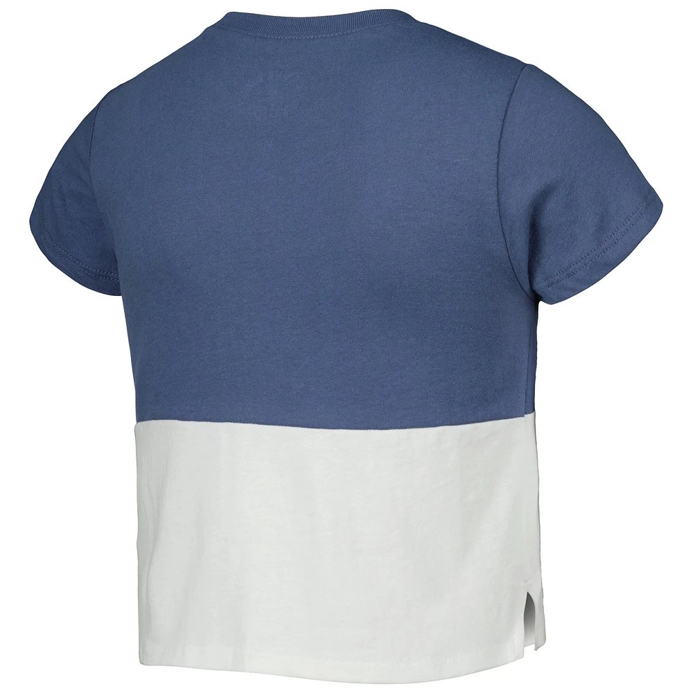 Girls Youth League Collegiate Wear Navy/White Penn State Nittany Lions Colorblocked T-Shirt