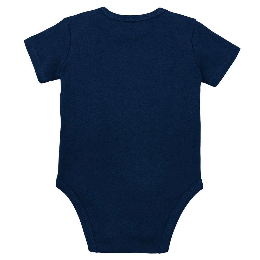 Ensemble de 3 bodys, bavoirs et chaussons Mitchell & Ness Penn State Nittany Lions bleu marine/blanc pour bébé