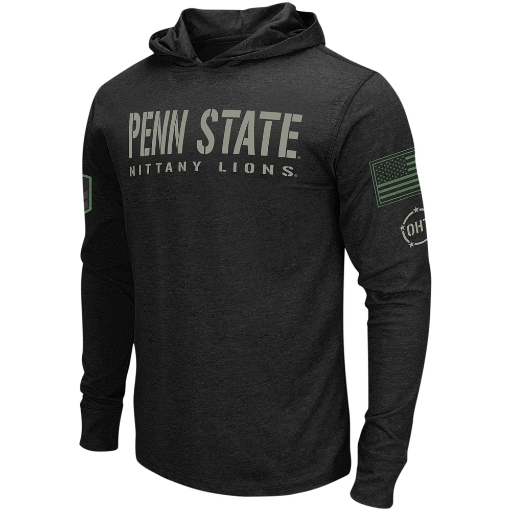 Men's Colosseum Black Penn State Nittany Lions Big & Tall OHT Military Appreciation Tango Long Sleeve Hoodie T-Shirt