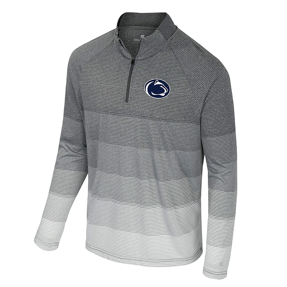 Coupe-vent à glissière quart de zip en maille rayée raglan Penn State Nittany Lions AI pour homme, gris Colosseum
