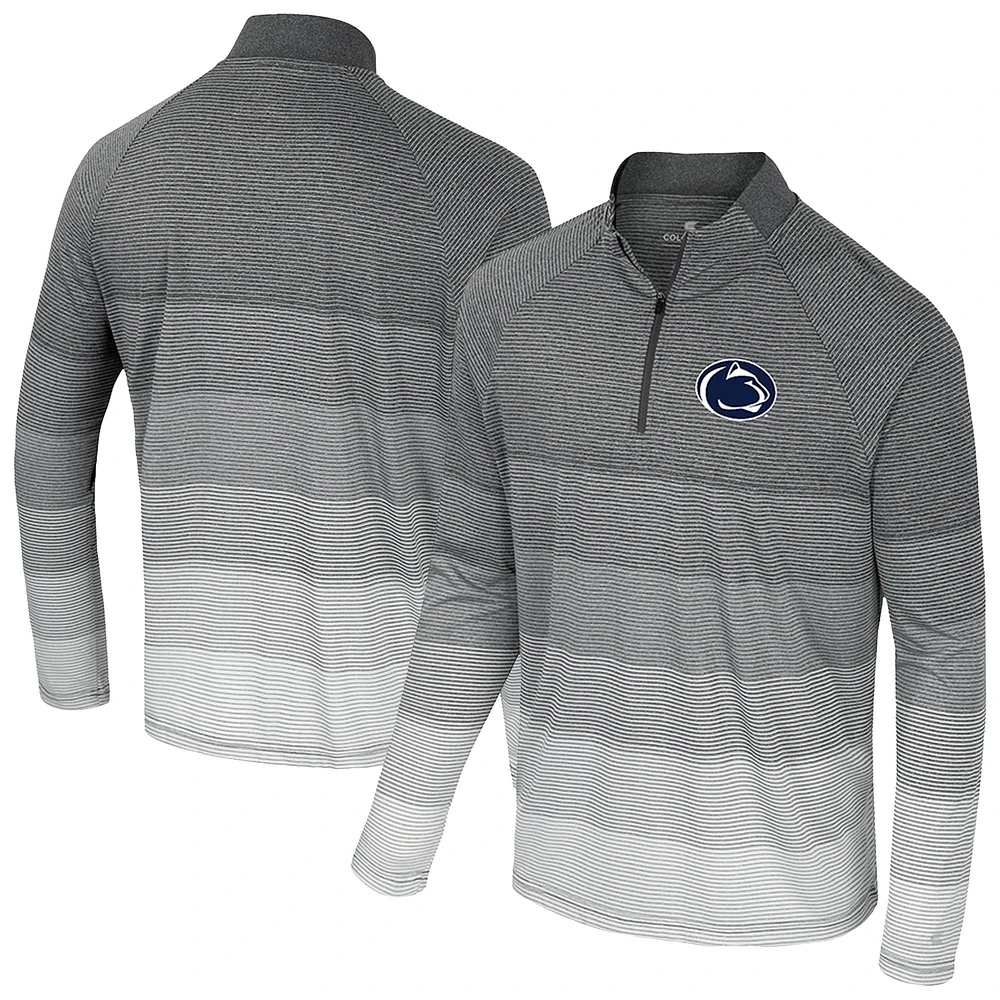 Coupe-vent à glissière quart de zip en maille rayée raglan Penn State Nittany Lions AI pour homme, gris Colosseum