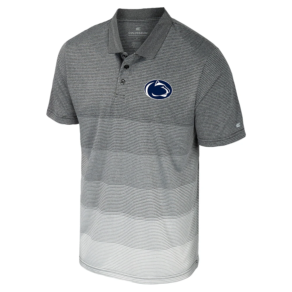 Men's Colosseum Gray Penn State Nittany Lions Striped Mesh Polo