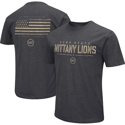 Colosseum Heather Black Penn State Nittany Lions Big & Tall OHT Military Appreciation Playbook T-shirt pour homme