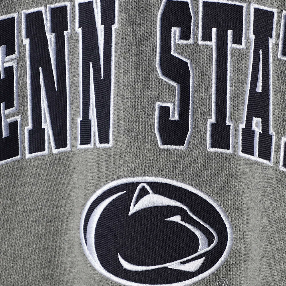Men's Colosseum Heather Gray Penn State Nittany Lions Arch & Logo Crew Neck Sweatshirt