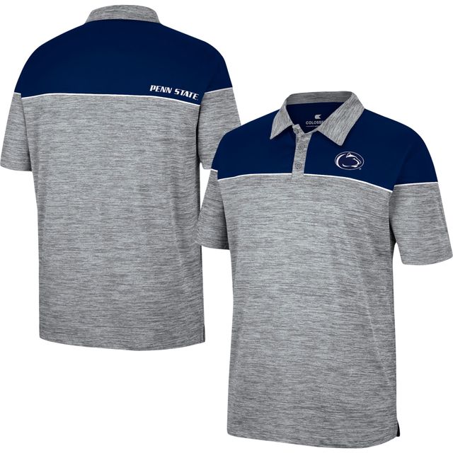 Polo Penn State Nittany Lions Birdie Colosseum gris chiné/bleu marine pour homme