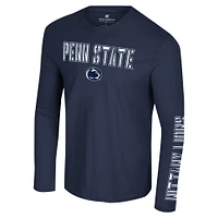 Men's Colosseum Navy Penn State Nittany Lions Color Pop Active Blend 2-Hit Long Sleeve T-Shirt