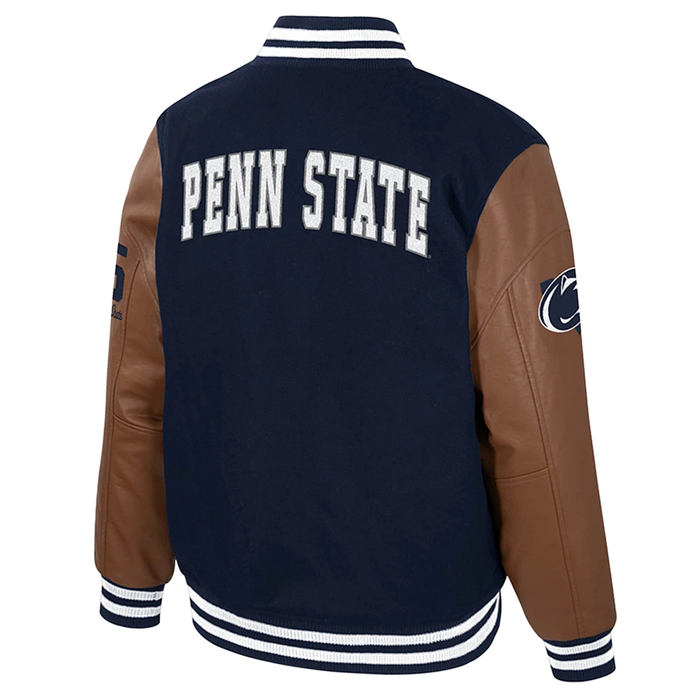 Veste universitaire à boutons-pression Penn State Nittany Lions Letterman pour homme, bleu marine Colosseum