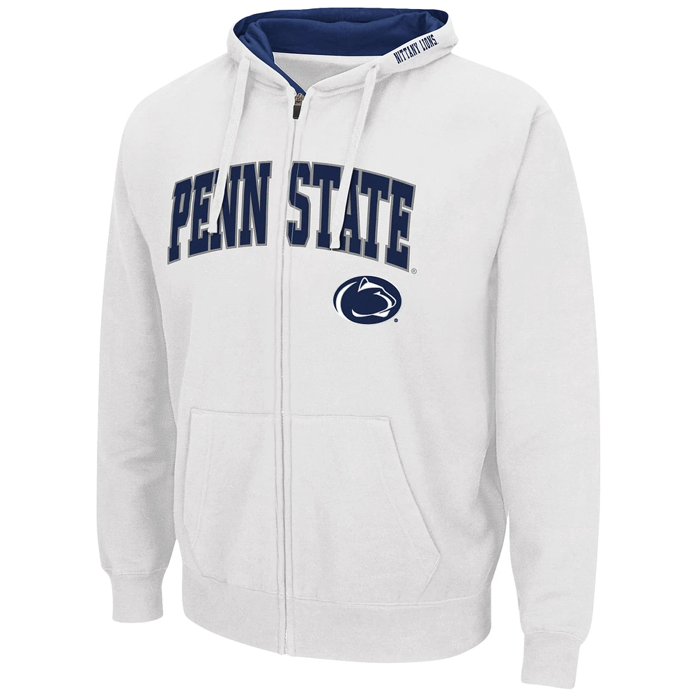 Colosseum White Penn State Nittany Lions Arch & Logo 3.0 Sweat à capuche entièrement zippé pour homme