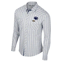 Men's Colosseum x Wrangler White Penn State Nittany Lions Plaid Window Pane Long Sleeve Full-Snap Shirt