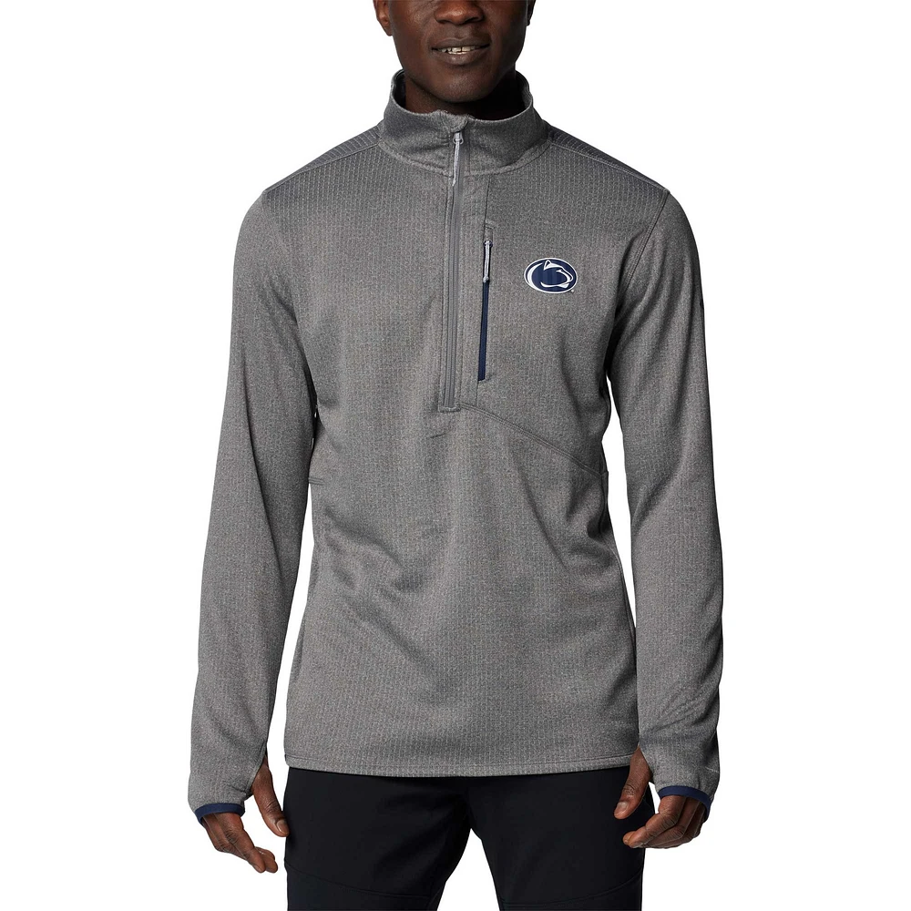 Veste à demi-zip en polaire omni-mèche Columbia Grey Penn State Nittany Lions Park View Grid pour hommes