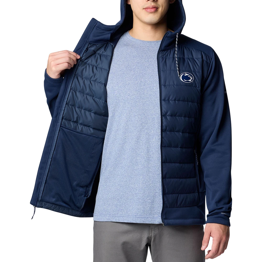 Men's Columbia  Navy Penn State Nittany Lions Out-Shield Hybrid Full-Zip Hoodie Jacket