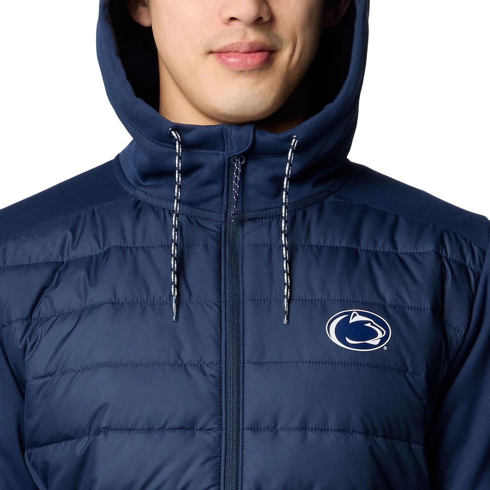 Men's Columbia  Navy Penn State Nittany Lions Out-Shield Hybrid Full-Zip Hoodie Jacket