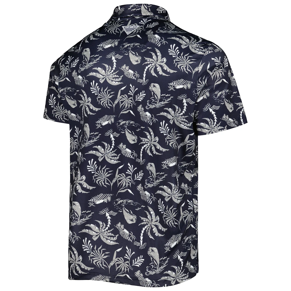 Men's Columbia Navy Penn State Nittany Lions Super Terminal Tackle Omni-Shade Polo