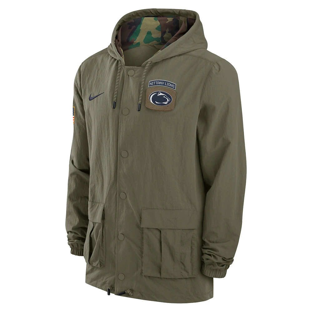 Men's Nike Olive Penn State Nittany Lions 2024 Military Appreciation Full-Snap Hoodie Jacket