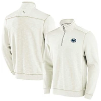 Men's Tommy Bahama Cream Penn State Nittany Lions Tobago Bay Half-Zip Tri-Blend Top
