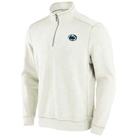 Men's Tommy Bahama Cream Penn State Nittany Lions Tobago Bay Half-Zip Tri-Blend Top